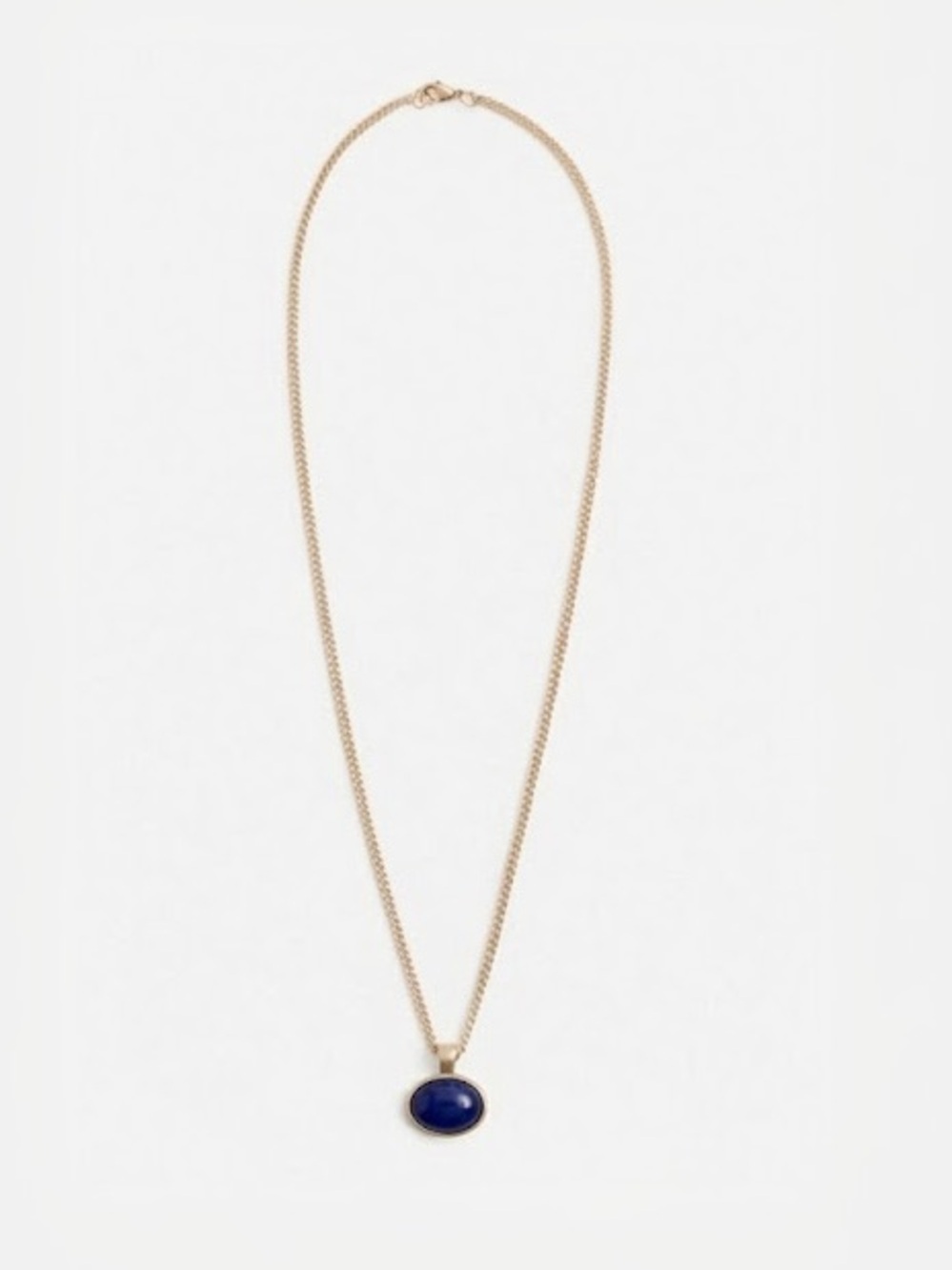 Zara Gold-Tone Chain with Deep Blue Oval Stone Pendant - Picture 5 of 6